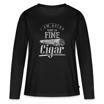 Cigare fumeur Gentlemen Lifestyle Whisky - T-shirt manches longues Premium bio Femme - noir - Devant - Julia (174cm)