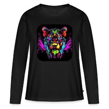 Néon Cyberglow UV Style abstrait - T-shirt manches longues Premium bio Femme - noir - Devant - Julia (174cm)