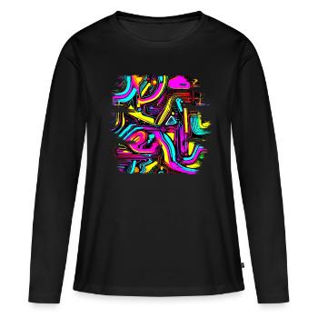Neon Design abstrait UV Maison Style - T-shirt manches longues Premium bio Femme - noir - Devant - Julia (174cm)