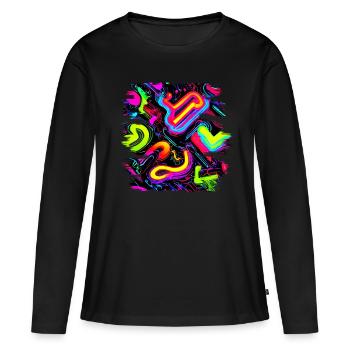 Neon Party Oldschool Couleur Glow UV - T-shirt manches longues Premium bio Femme - noir - Devant - Julia (174cm)
