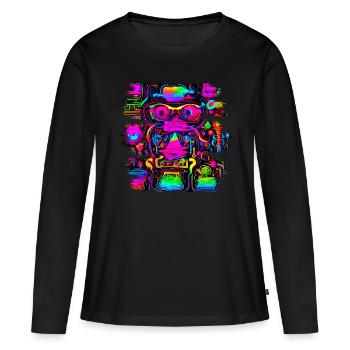 Neon Party UV Electro House Style - T-shirt manches longues Premium bio Femme - noir - Devant - Julia (174cm)