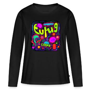 Couleurs néon style vif UV - T-shirt manches longues Premium bio Femme - noir - Devant - Julia (174cm)