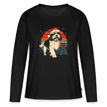 Bobtail Old English Sheepdog Weihnachten - Frauen Premium Bio Langarmshirt - Schwarz - Vorne - Julia (174cm)