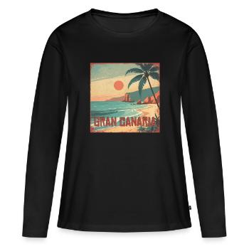 Gran Canaria - Frauen Premium Bio Langarmshirt - Schwarz - Vorne - Julia (174cm)