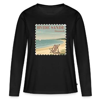 Hvide Sande Dänemark - Frauen Premium Bio Langarmshirt - Schwarz - Vorne - Julia (174cm)