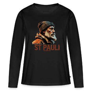 Old Man Captain Hamburg St Pauli Port Worker - Women's Premium Organic Long Sleeve Shirt - black - Front - Julia (174cm)