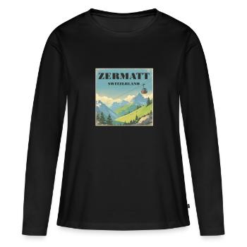 Zermatt - T-shirt manches longues Premium bio Femme - noir - Devant - Julia (174cm)