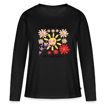 Boho Flowers Sun Butterflies - Women's Premium Organic Long Sleeve Shirt - black - Front - Julia (174cm)