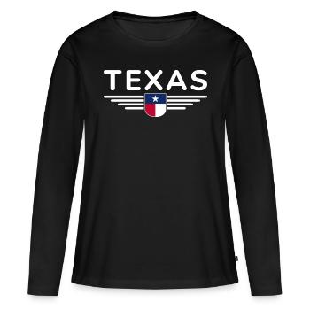 Texas Fan T-Shirt – Lone Star Style - Frauen Premium Bio Langarmshirt - Schwarz - Vorne - Julia (174cm)