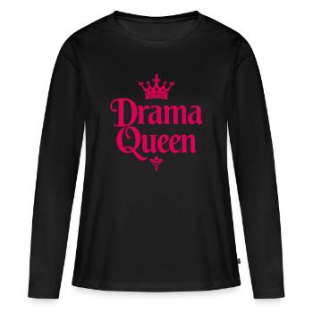 Drama Queen Krone Spruch - Frauen Premium Bio Langarmshirt - Schwarz - Vorne - Julia (174cm)
