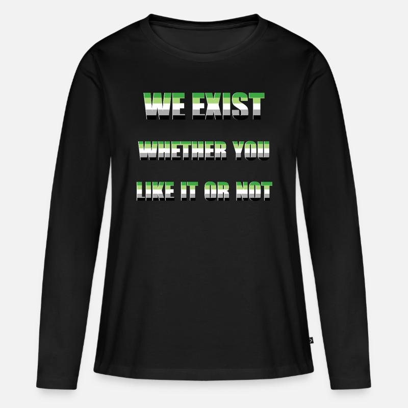 We Exist - Aromantic Flag - Frauen Premium Bio Langarmshirt - Schwarz