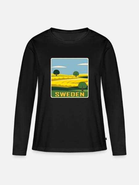 Schweden - Frauen Premium Bio Langarmshirt - Schwarz