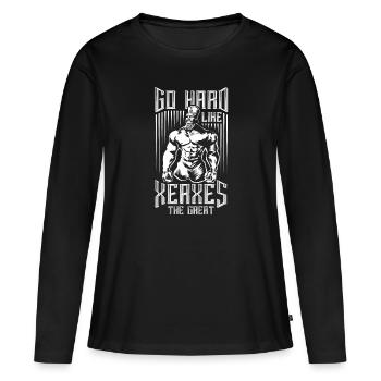 xerxes könig krieger spruch perser - Frauen Premium Bio Langarmshirt - Schwarz - Vorne - Julia (174cm)
