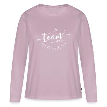 DESIGN TEE SHIRT EVJF TEAM COPINES TENDANCE - T-shirt manches longues Premium bio Femme - rose poudré - Devant - Julia (174cm)