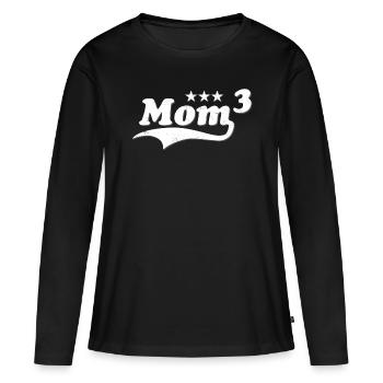 Mom of 3 children - Women's Premium Organic Long Sleeve Shirt - black - Front - Julia (174cm)