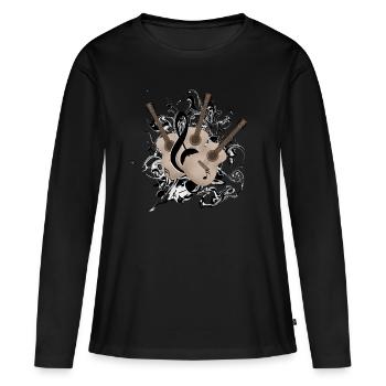 Gitarren Gitarre - Frauen Premium Bio Langarmshirt - Schwarz - Vorne - Julia (174cm)