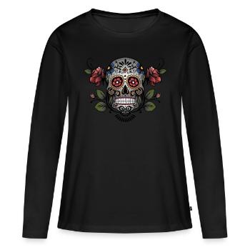 Sugar Skull - Women's Premium Organic Long Sleeve Shirt - black - Front - Julia (174cm)