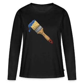 Pinsel mit farbe - Frauen Premium Bio Langarmshirt - Schwarz - Vorne - Julia (174cm)