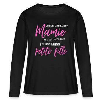 T shirt mamie super mamie humour mamie cadeau - T-shirt manches longues Premium bio Femme - noir - Devant - Julia (174cm)