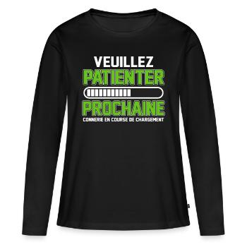 veuillez patienter - T-shirt manches longues Premium bio Femme - noir - Devant - Julia (174cm)