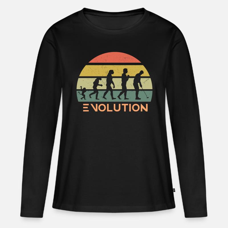 Retro Golf Evolution - Ekologisk långärmad premium-T-shirt dam - svart