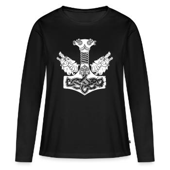 THOR MARTEAU - T-shirt manches longues Premium bio Femme - noir - Devant - Julia (174cm)