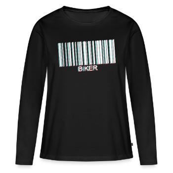 code barre biker white - T-shirt manches longues Premium bio Femme - noir - Devant - Julia (174cm)