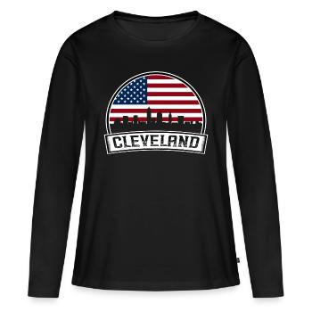 Horizon de Cleveland - T-shirt manches longues Premium bio Femme - noir - Devant - Julia (174cm)