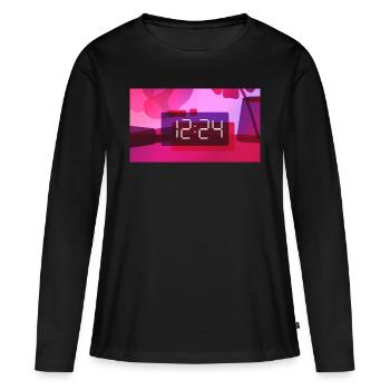 Time – 12:24 PM - Women's Premium Organic Long Sleeve Shirt - black - Front - Julia (174cm)