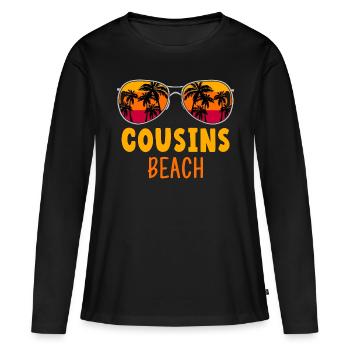 Plage de Cousins - T-shirt manches longues Premium bio Femme - noir - Devant - Julia (174cm)