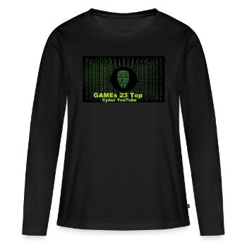 hackerSpiel - Frauen Premium Bio Langarmshirt - Schwarz - Vorne - Julia (174cm)