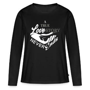 Hundepfote Love Story - Frauen Premium Bio Langarmshirt - Schwarz - Vorne - Julia (174cm)