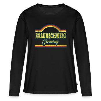 Braunschweig Allemagne City Font Vintage - T-shirt manches longues Premium bio Femme - noir - Devant - Julia (174cm)