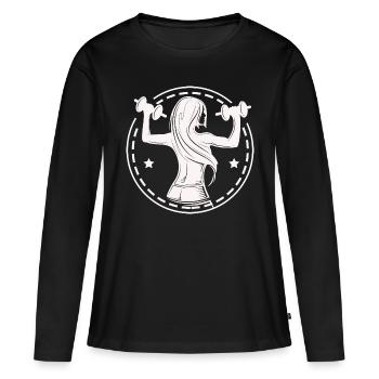 Musculation Haltérophilie Fitness Workout - T-shirt manches longues Premium bio Femme - noir - Devant - Julia (174cm)