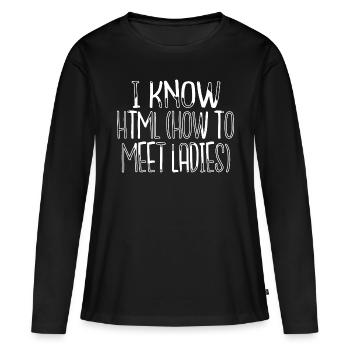 hacker éthique anonyme masque déclaration crypter - T-shirt manches longues Premium bio Femme - noir - Devant - Julia (174cm)