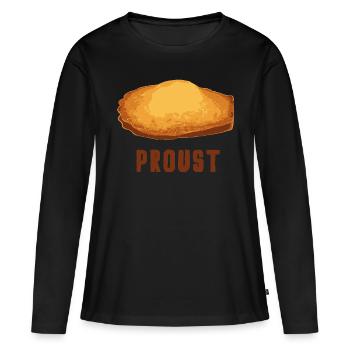 Petit déjeuner madelaine de Proust - T-shirt manches longues Premium bio Femme - noir - Devant - Julia (174cm)