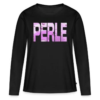 Perle Bubble Purple Violet - Frauen Premium Bio Langarmshirt - Schwarz - Vorne - Julia (174cm)