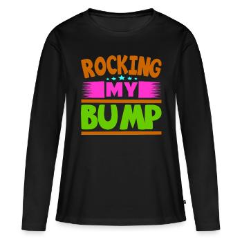 Mère Enceinte Bébé Nourrisson T-shirt Maman - T-shirt manches longues Premium bio Femme - noir - Devant - Julia (174cm)