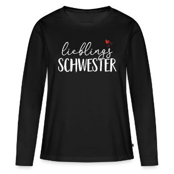 Lieblings Schwester - Geschenk Geschwister Liebe - Frauen Premium Bio Langarmshirt - Schwarz - Vorne - Julia (174cm)