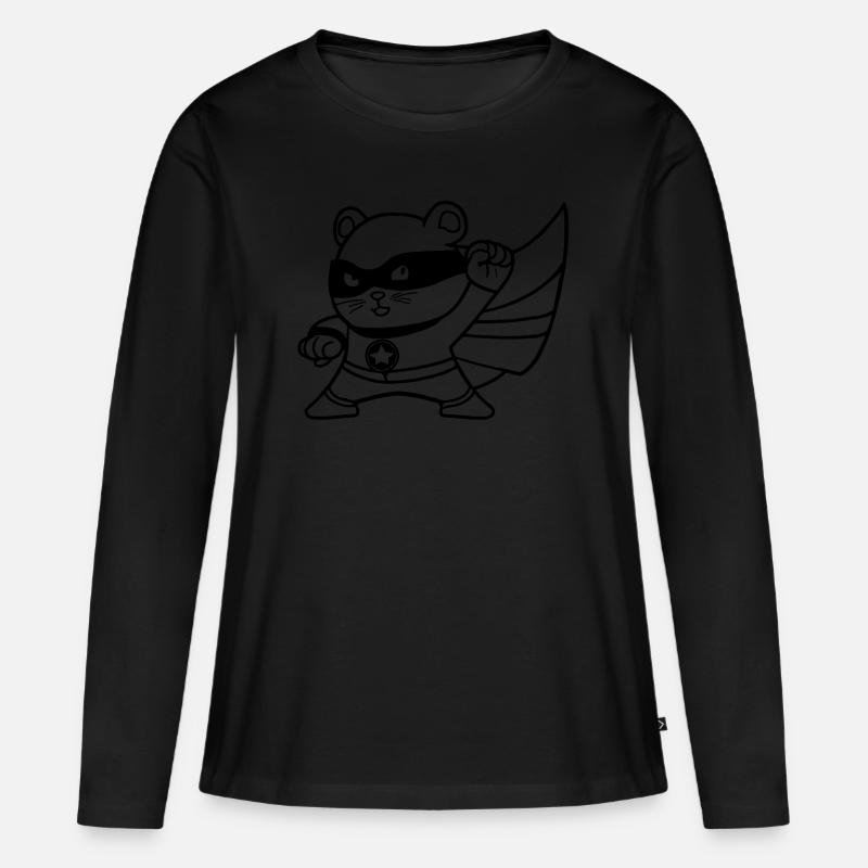 Hamster Superheld Geschenkidee - Frauen Premium Bio Langarmshirt - Schwarz