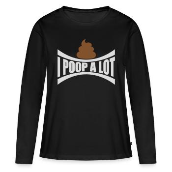 Je fais beaucoup caca - T-shirt manches longues Premium bio Femme - noir - Devant - Julia (174cm)