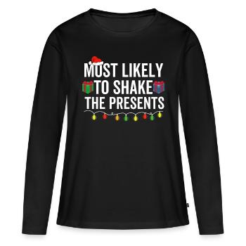 Les plus susceptibles de secouer les cadeaux - T-shirt manches longues Premium bio Femme - noir - Devant - Julia (174cm)