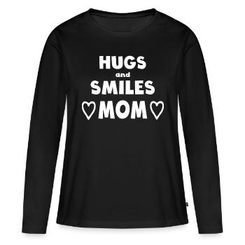 Câlins et sourires. Maman - T-shirt manches longues Premium bio Femme - noir - Devant - Julia (174cm)