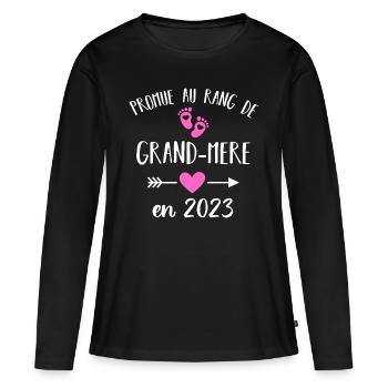 Grand-mère en 2023 humour mamie cadeau grand mère - T-shirt manches longues Premium bio Femme - noir - Devant - Julia (174cm)