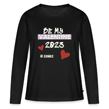 BE MY VALENTINE, Saint-Valentin - T-shirt manches longues Premium bio Femme - noir - Devant - Julia (174cm)