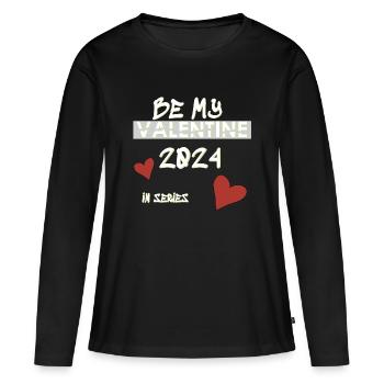 BE MY VALENTINE, Saint-Valentin - T-shirt manches longues Premium bio Femme - noir - Devant - Julia (174cm)