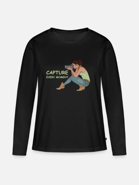 Capture Every Moment - Frauen Premium Bio Langarmshirt - Schwarz
