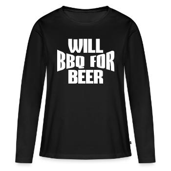 WILL BBQ FÜR BIER - Frauen Premium Bio Langarmshirt - Schwarz - Vorne - Julia (174cm)