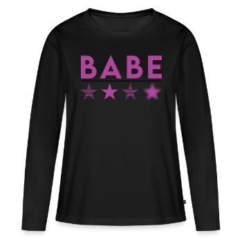 Babe Purple - T-shirt manches longues Premium bio Femme - noir - Devant - Julia (174cm)