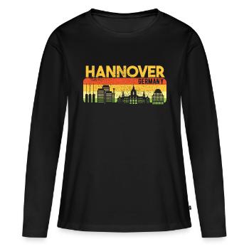 Cadeau Hanovrien Skyline Hanover - T-shirt manches longues Premium bio Femme - noir - Devant - Julia (174cm)